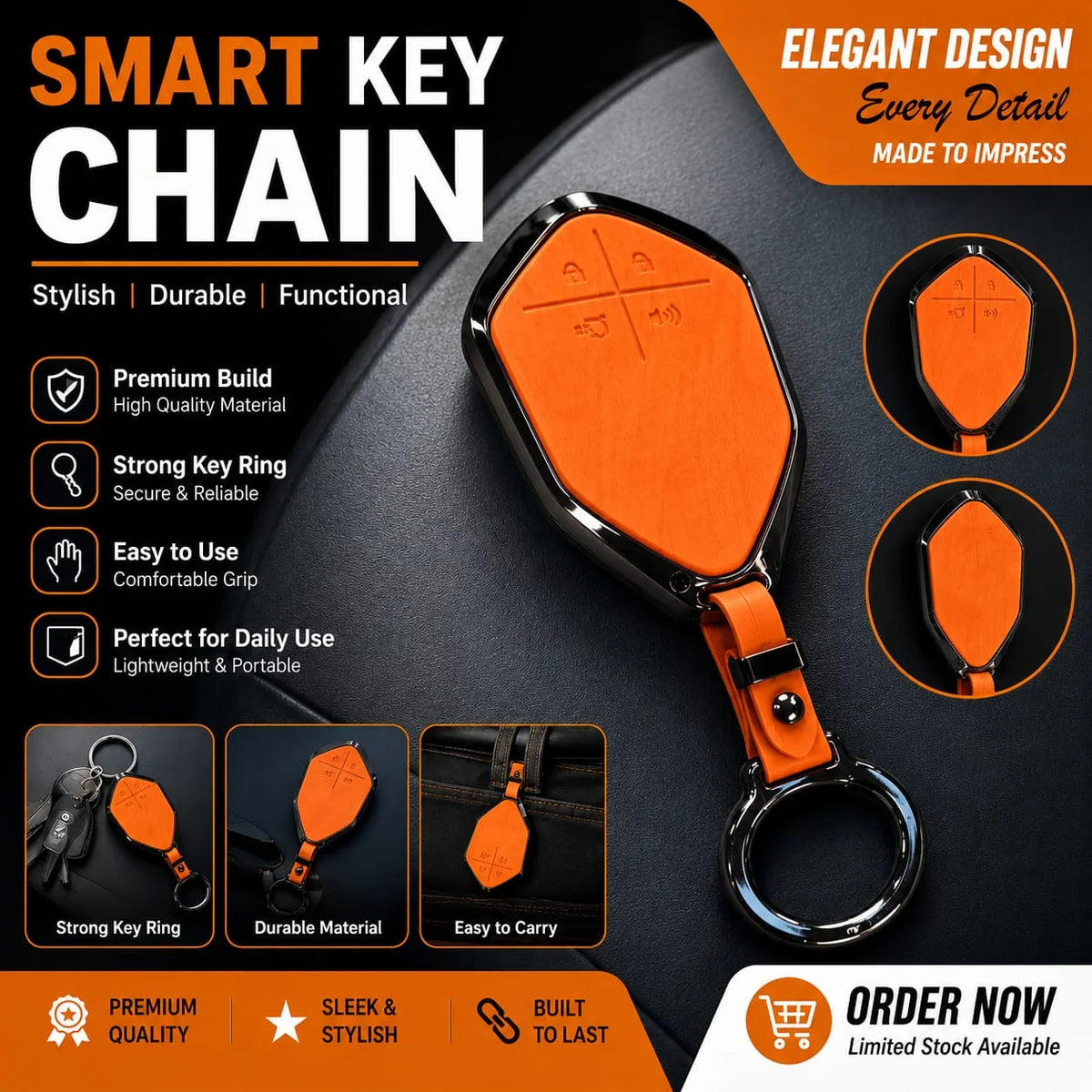 Deepal s05 Elite Series Metallic Car Key Case Luxury Zinc Alloy Protection Case (Orange) new