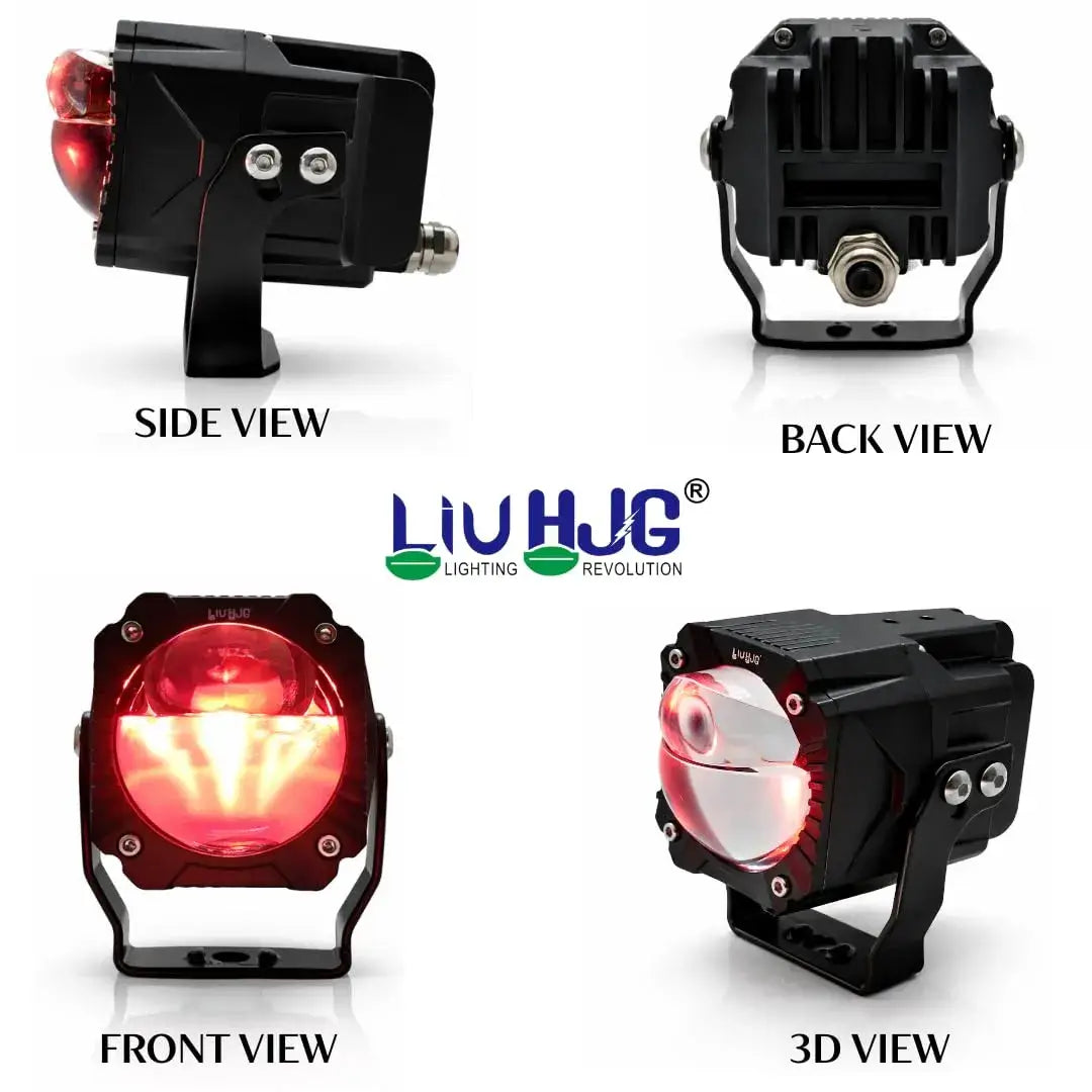 2 Pcs Set HJG King Kong 120W Dual Lens Projector Foglight with Ultra Wide Dual Intensity LED White/Yellow Without Wiring
