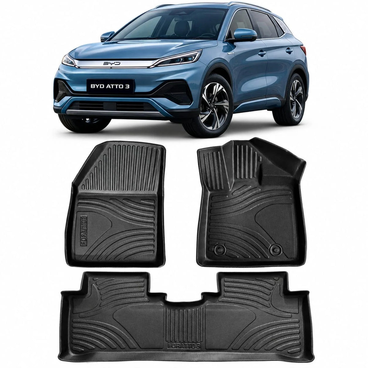 BYD Atto 3 Heavy Duty All-Weather TPE Car Floor Mats in Premium Quality